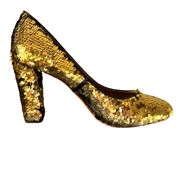 J Crew Gold Sequined Heels - Picture 3 of 5